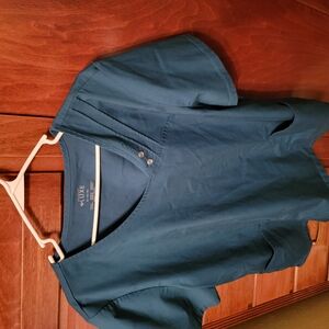 Blue V-Neck Short Sleeve Womens Scrub Top